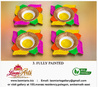 FULLY PAINTED DECORATIVE DIYA – 4 × 4 INCHES - Image 4